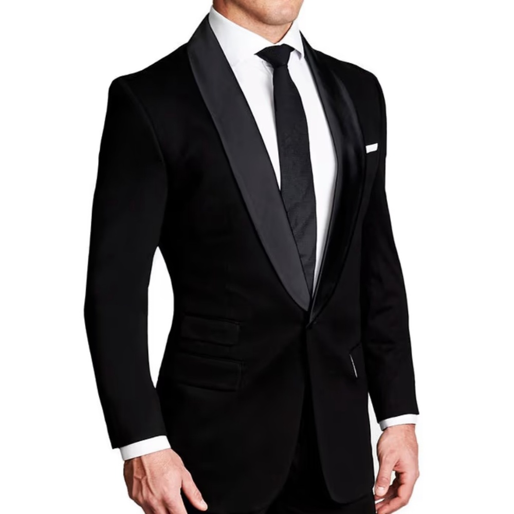 State & Liberty Black Athletic Fit Stretch Tuxedo Jacket Shawl Lapel 42R Wedding